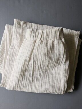SHEIN Cream Textured Elastic Waist Pants